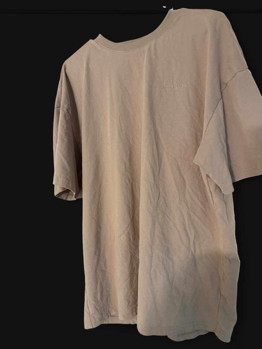 Relaxed Short-Sleeve Tee in Taupe - Minimal Embroidered Detail